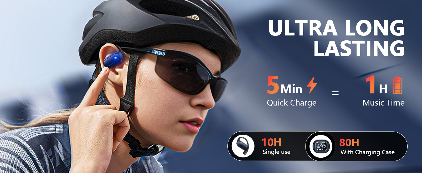 Intelligent Touch Screen Open Ear Bluetooth 5.4 Wireless Bone Conduction Over The Ear Earbuds