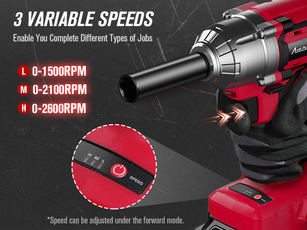 cordless wrench with 3 variable speeds