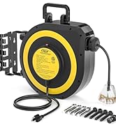 CRST Extension Cord Reel , 55 Feet Retractable Extension Cord for Garage and Workshop , Retrackab...