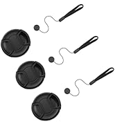 3 Pack 52mm Front Lens Cap Cover Protector + Elastic Anti-Loss Keeper Leash Holder Compatible for...