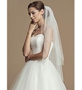 Latious 2 Tier Bride Wedding Veil Ivory Bridal Tulle Veils with Comb Fingertip Double Layer Veils...