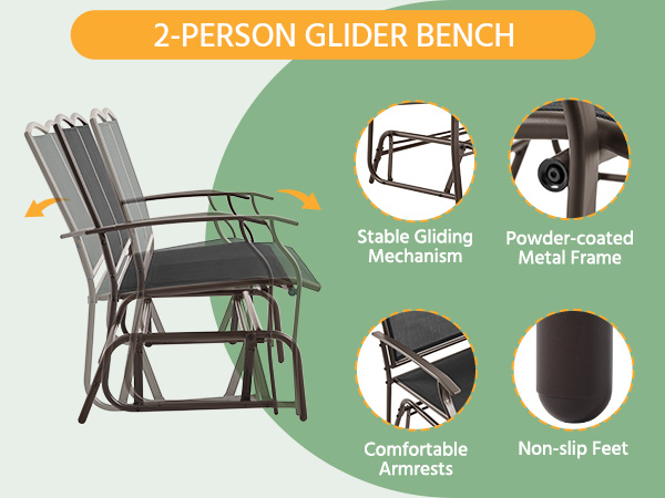 2-Person Outdoor Patio Swing Glider
