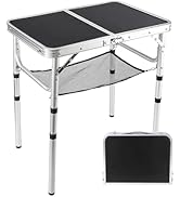 YUFIFAIRY Small Folding Table 2 Foot, Portable Camping Table with Mesh Holders,Lightweight Alumin...