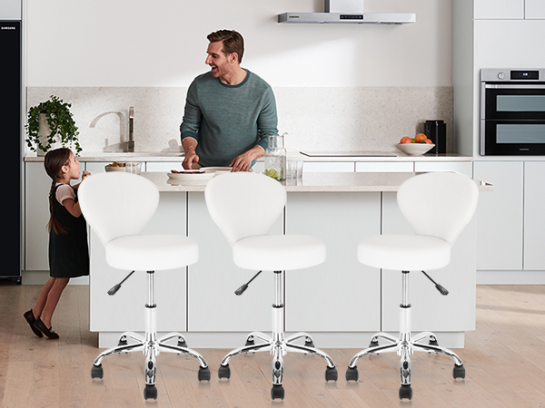 Rolling Swivel Salon Stool Chair with Back Support Adjustable