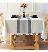 Laolitou Rustic Tablecloth Cotton Linen Waterproof Tablecloths Burlap Table Cloths for Kitchen Di...