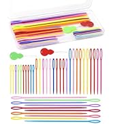 FIVEIZERO 40PCS Plastic Sewing Needles – 4 Sizes of Large Eye Plastic Needles with Threader and B...