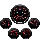 ARTILAURA 5 Gauge Set 3-3/8" 85mm GPS Speedometer with Tachometer, 2-1/16" Fuel Level Gauge, Wate...