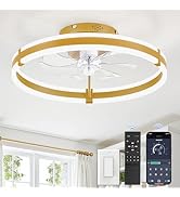 ZMISHIBO Ceiling Fans with Lights and Remote, 19.7'' Low Profile Ceiling Fan, 3000-6000K Dimmable...