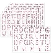 156PCS Pink Rhinestone Letter Stickers, 6 Sheets Glitter Self-Adhesive Diamond Alphabet Stickers,...