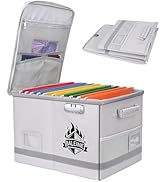BALEINE Fireproof Document Box with Lock, Portable Fireproof Document Bag Waterproof Fire Proof F...