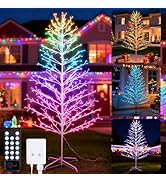Joomer Christmas Tree Light Outdoor,7.6FT 540 LED Artificial Collapsible Birch Tree Lights with R...