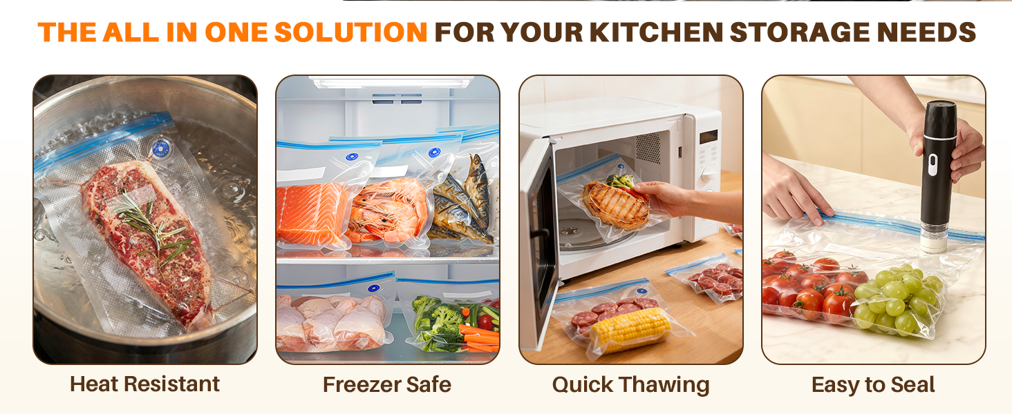 Vacuum Sealer Bags, 20 Reusable Vacuum Sealer Bags for Food