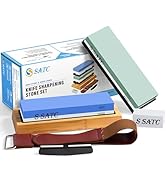 S SATC Knife Sharpening Stone Whetstone 4 Side Grit 400/1000 3000/8000 Stone Knife Sharpeners wit...