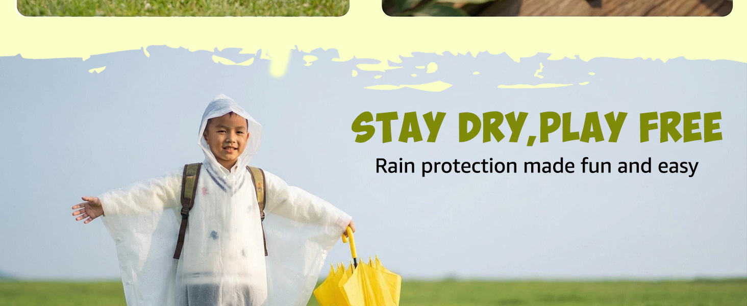 kids rain poncho reusable