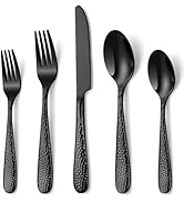 Hammered Black Silverware Set, EUIRIO 40-Piece Flatware Set for 8, Heavy Duty Stainless Steel Cut...