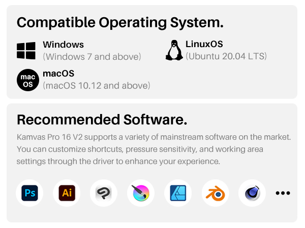 Kamvas Pro16 V2 Compatible Operating System