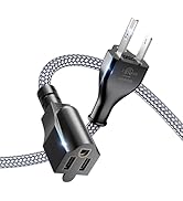 Riksoin Extension Cord Outdoor, 10FT/2m Braided Universal 3 Prong Extension Cord,18AWG Indoor Ext...