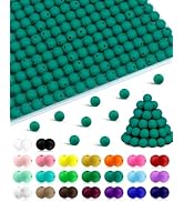 180PCS FIVEIZERO Small Silicone Beads, 9mm Silicone Beads Focal Beads Rubber Round Beads Teal Col...