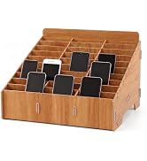DOITOOL 30-Grid Wooden Cell Phone Holder for Classroom | Phone Storage Box Multifunctional Deskto...