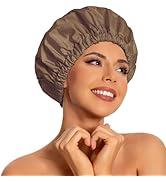 Reusable Shower Cap for Women, Large Waterproof Shower Bonnet Washable Elastic Band Bath Hair Hat...