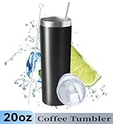 FristChoice 20 oz Skinny Tumbler with Lid and Straw,Stainless Steel Vacuum Insulated Tumbler Cup ...