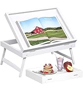 Bed Tray Table Breakfast Food Tray with Folding Legs Serving Tray for Computer Laptop Desk Bed Pl...