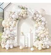 Amandir 173 Pcs Pearl White Balloon Arch Garland Kit, Double-Stuffed Pearl Ivory White Sand Clear...