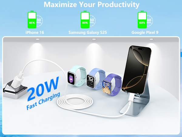 MFi Certified 2Pack PD 20W USB C Chargers Block Type C Wall Charger iPhone 16 Charger Fast Charging