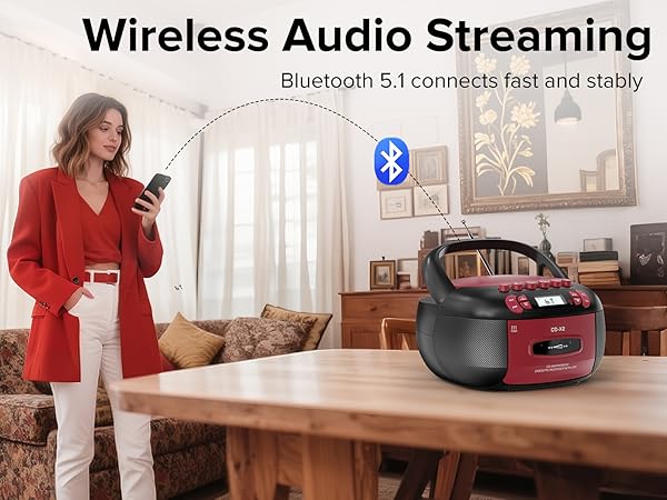 Portable cd bluetooth boombox