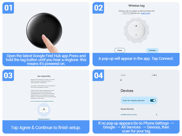 tracker connection step find my device app
