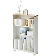 YAMAZAKI Home Slim Rolling Storage Cart – Narrow Bathroom Storage Cabinet with Handle, Slim Bathr...
