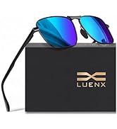 LUENX Rectangular Polarized Aviator Sunglasses for Men Retro Pilot Shades Driving UV400 Protection