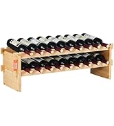 VEVOR 18 Bottle Stackable Modular Wine Rack, 2-Tier Solid Bamboo Wood Storage Racks, Floor Freest...