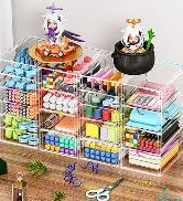 Makeup Organizer with 19 Drawers, 4 Pack Desk Organizers and Accessories, Clear Office Desk Acces...