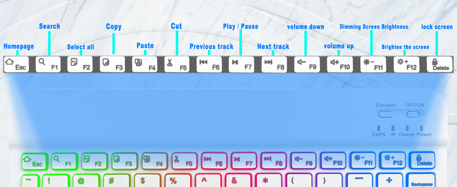 Universal Tablet Backlit Keyboard Case Pink - 19