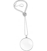 1Pc Sliver Vintage 5 X Magnifier Monocle Glass Necklace, Magnification Lens Pendant, Portable Poc...