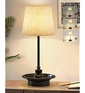 GyroVu Black Cordless Table Lamp, Rechargeable Lamps LED Table Lamps, Portable Touch Wireless Lam...