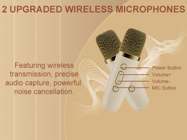 Karaoke machine with unique two wireless microphones