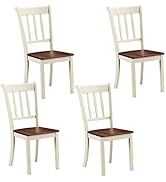 Giantex Wood Dining Chairs Set of 4, Armless Kitchen Chairs w/Solid Rubber Wood Frame, Easy to As...