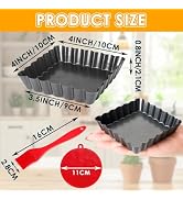 Quyimy Mini Tart Pans Square 4 Inch 6Pcs with Removable Bottom, Nonstick Quiche Pan Mini Pie Pans...