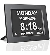 Johnziny 8 Inch Digital Calendar Day Clocks for Seniors-8 Alarms, Auto-Dim, Digital Clock Large D...