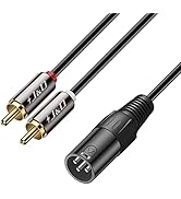 J&amp;D XLR to 2 RCA Y Splitter Patch Cable, PVC Shelled Unbalanced Dual RCA Male to XLR Male Stereo ...
