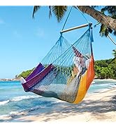 Bathonly Large Hammock Chair with Spreader Bar, Caribbean Hammock Swing Chair, XL Hammock Chair O...