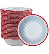 DTFMZOV 50 Pcs Small Paper Bowls, 8 oz Disposable Gingham Bowls, Soak Proof, Cut Proof, Microwave...