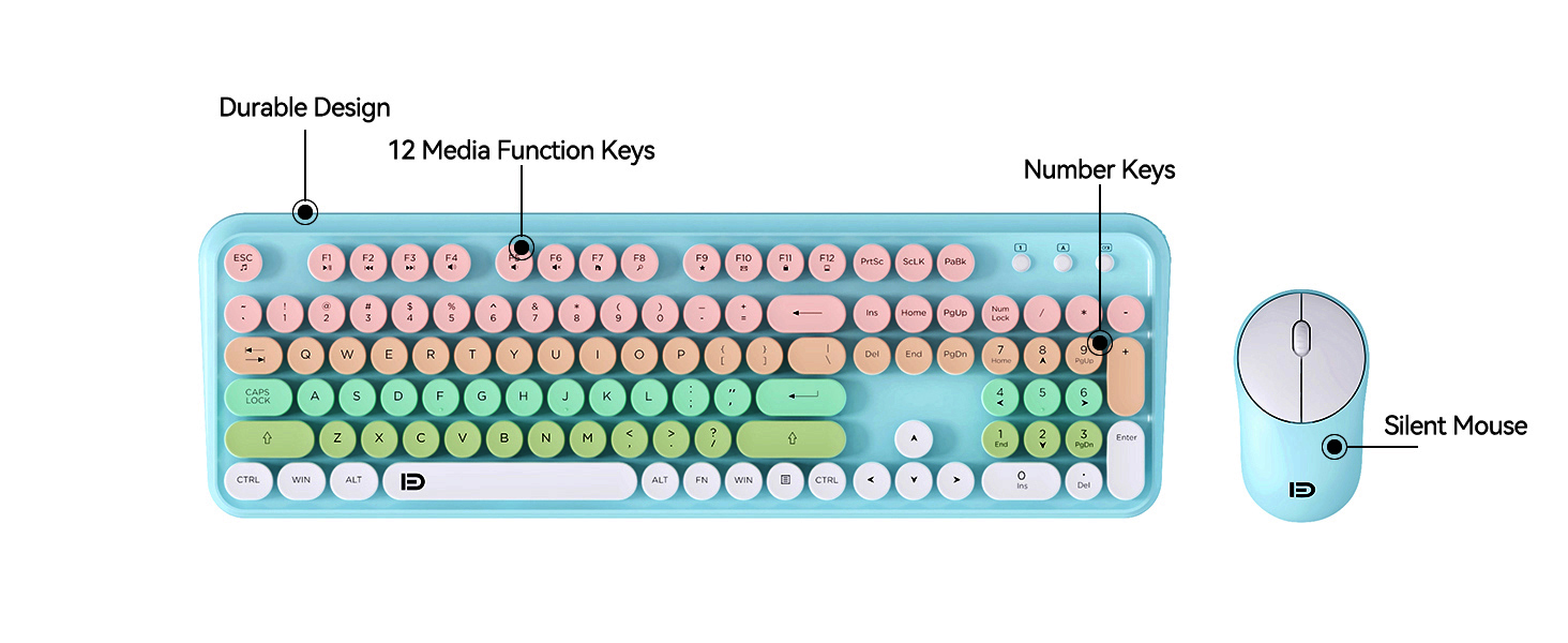 wireless keyboard and mouse combo aesthetic pastel