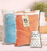 WoollyPals Large Cotton Mesh Laundry Bags (16" x 20") – 2-Pack with Drawstring Storage Pouch – Wa...