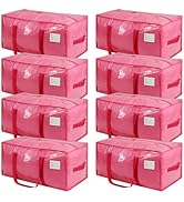 VTSVTS 8 Pack Jelly Pink Large Moving Bags, Heavy Duty Storage Bags with Side Handle &amp; Tag Pocket...