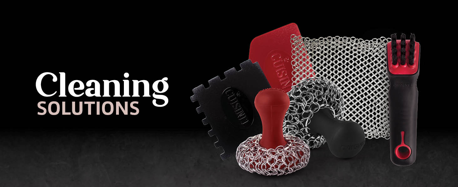 cuisinel cast iron cleaning solutions chain mail cleaning brush