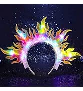 DRESBE Light Up Sun Crown Headband LED Flame Headbands Glow Party Fire Hair Accessories for Women...