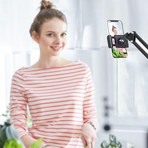 Cell Phone Holder Phone Clip Holder for Desk for 3.5-6.5in Phone Mobile Stand for Bed Office Kitchen